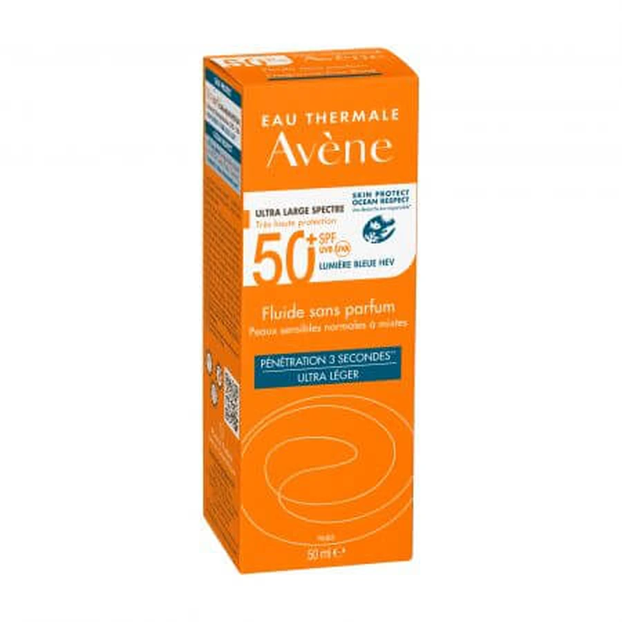 Fragrance-free sunscreen fluid SPF 50+, 50 ml, Avene
