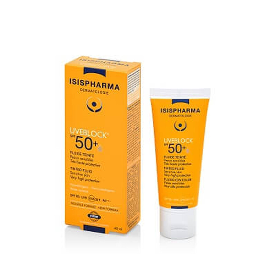 UVEBLOCK SPF 50+ Fluide solaire haute protection, 40 ml, Isis Pharma