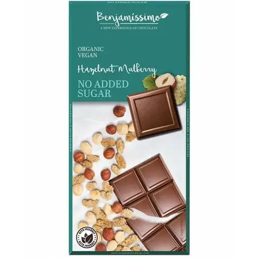Bio-Schokolade mit Haselnüssen und Maulbeeren, 70 g, Benjamissimo