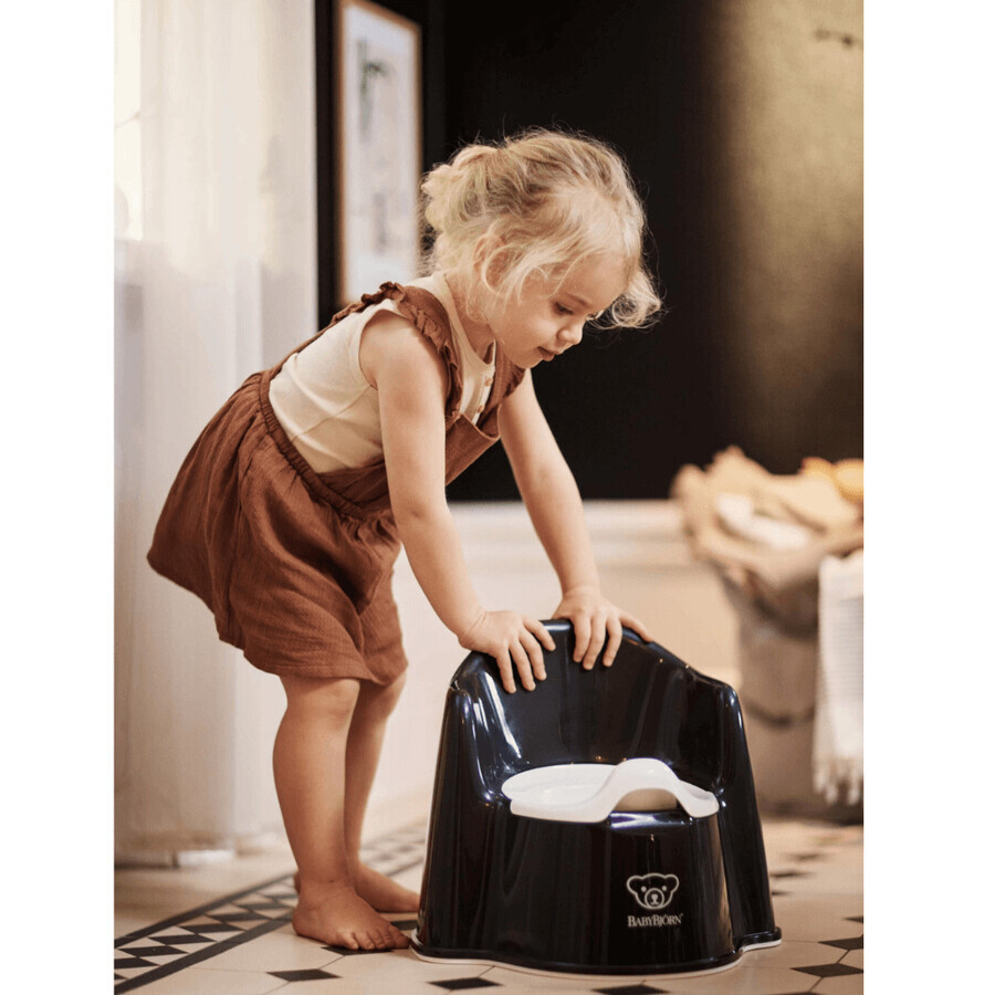 Chaise-pot avec protection dorsale, noir-blanc, BabyBjorn