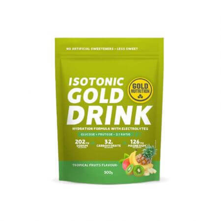 Boisson isotonique en poudre au goût de fruits tropicaux Gold Drink, 500 g, Gold Nutrition