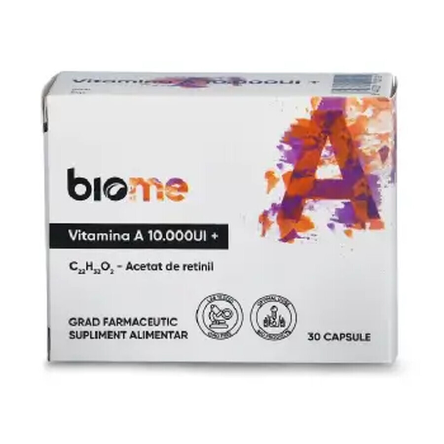 Vitamina A (acetato di retinile) 10.000 UI+, 30 capsule, Bioma