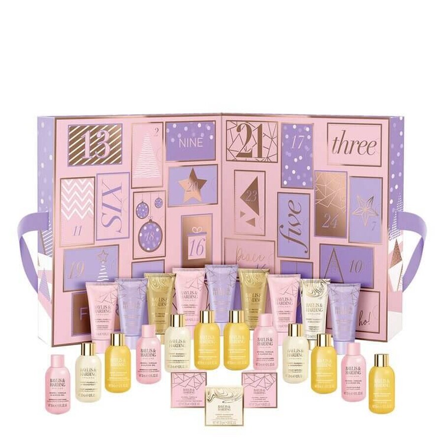 Adventskalender 24-daagse verzorgingsset met jojoba, vanille en amandelolie BAYLIS &amp; HARDING