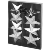 Koopman Silver Shaded 65mm Tree Ornament Stars, 8 pieces