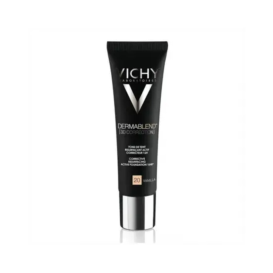 Vichy DermaBlend Fond de teint correcteur avec une couvrance de 16 heures, nuance 20 Vanille, 30 ml