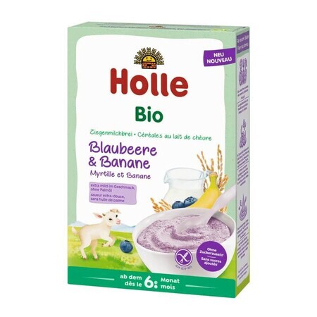 Céréales bio au lait de chèvre et aux fruits, myrtilles et bananes, 200 g, Holle