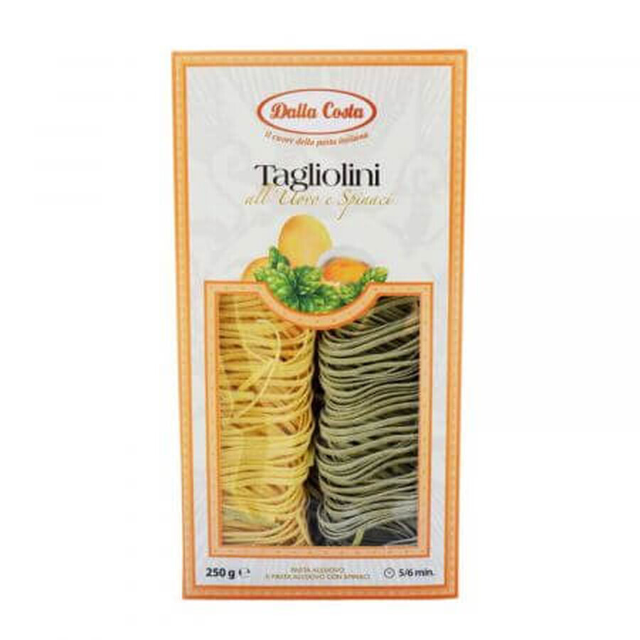 Tagliatelle pasta met ei en spinazie Bicolore, 250 g, Dalla Costa