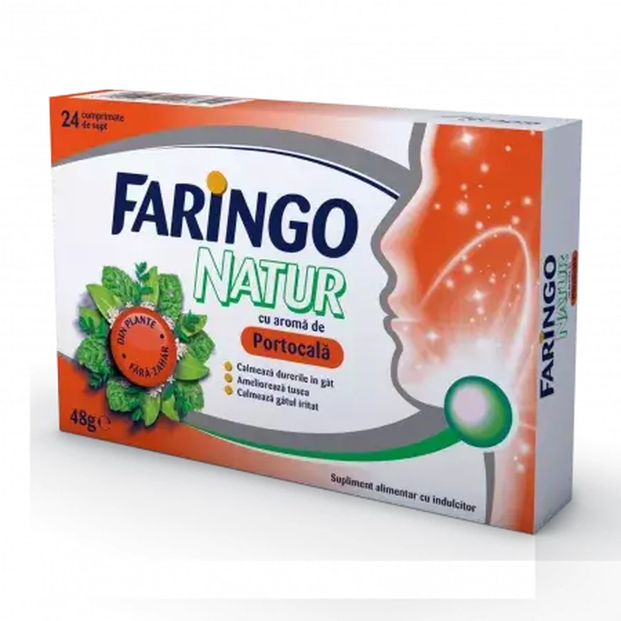 Faringo Natur met sinaasappelsmaak, 24 tabletten, Therapy
