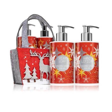 Vloeibare zeep en handcrèmeset Glittering Christmas, 2x250 ml, Vivian Gray