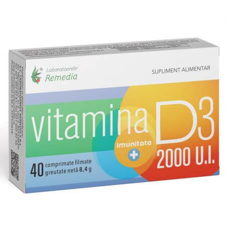 Vitamine D, 2000 IE, 40 tabletten, Remedia