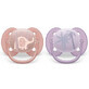 Philips Avent Ultra Zachte Fopspenen, 0-6 maanden, 2 stuks, Roze en Paars met Tekening, SCF091/09, Philips