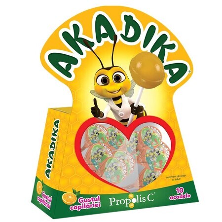 Propolis en sinaasappel lollies Akadika, 10 stuks, Fiterman Pharma