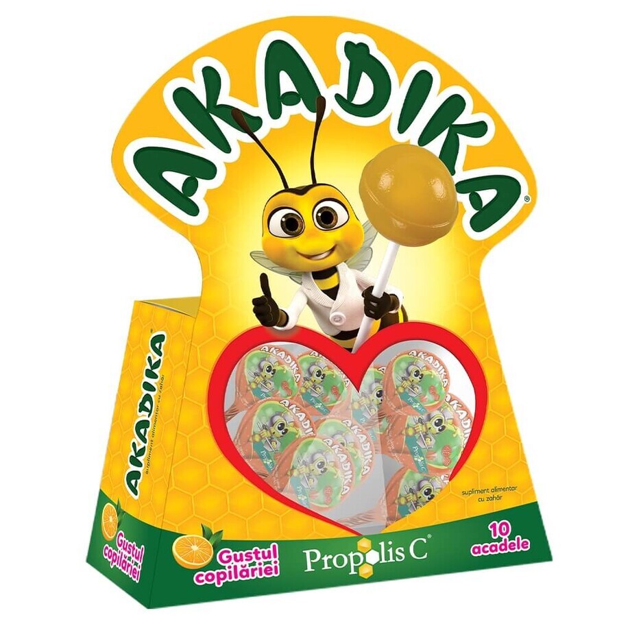 Acadele cu propolis si portocale Akadika, 10 bucăți, Fiterman Pharma