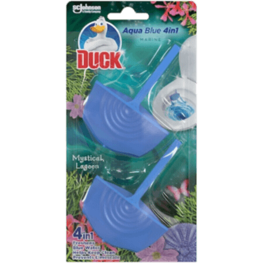 Duck Toilettenerfrischer 4 in 1 Aqua Blau Mystische Lagune, 2 Stück.