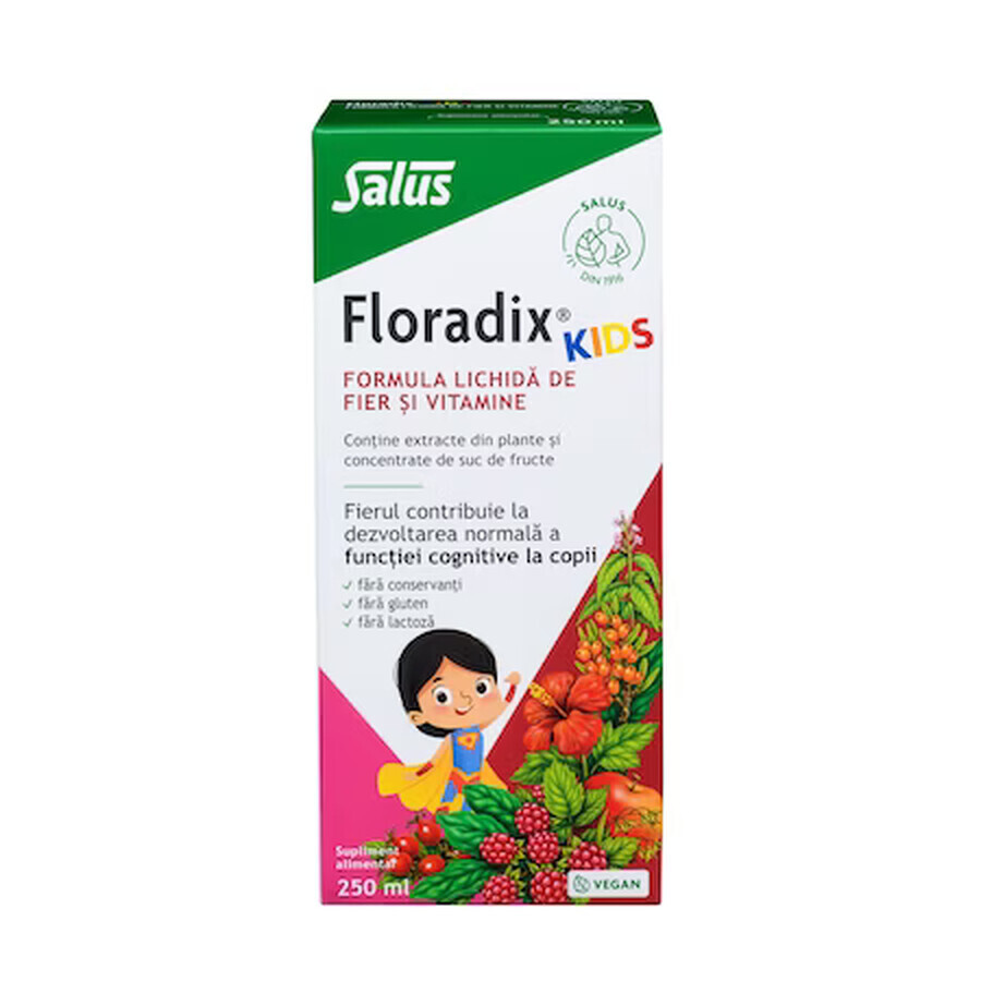 Floradix kindersupplement, vloeibare formule met ijzer en vitaminen, 250ml, Salus