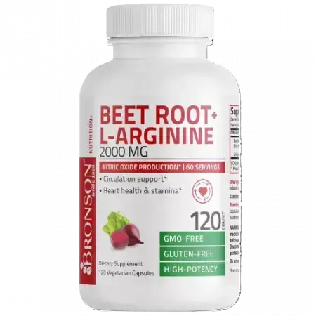 BeetRoot Extract Bietenwortel + L-arginine, 2000 mg, 120 capsules, Bronson Laboratories