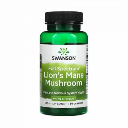 Champignon Crinière de Lion, 500 mg, 60 gélules, Swanson