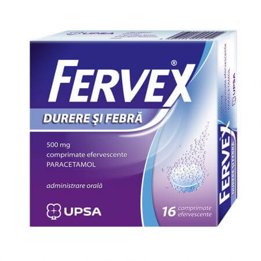 Fervex Douleur et Fièvre, 500 mg, 16 comprimés effervescents, Upsa