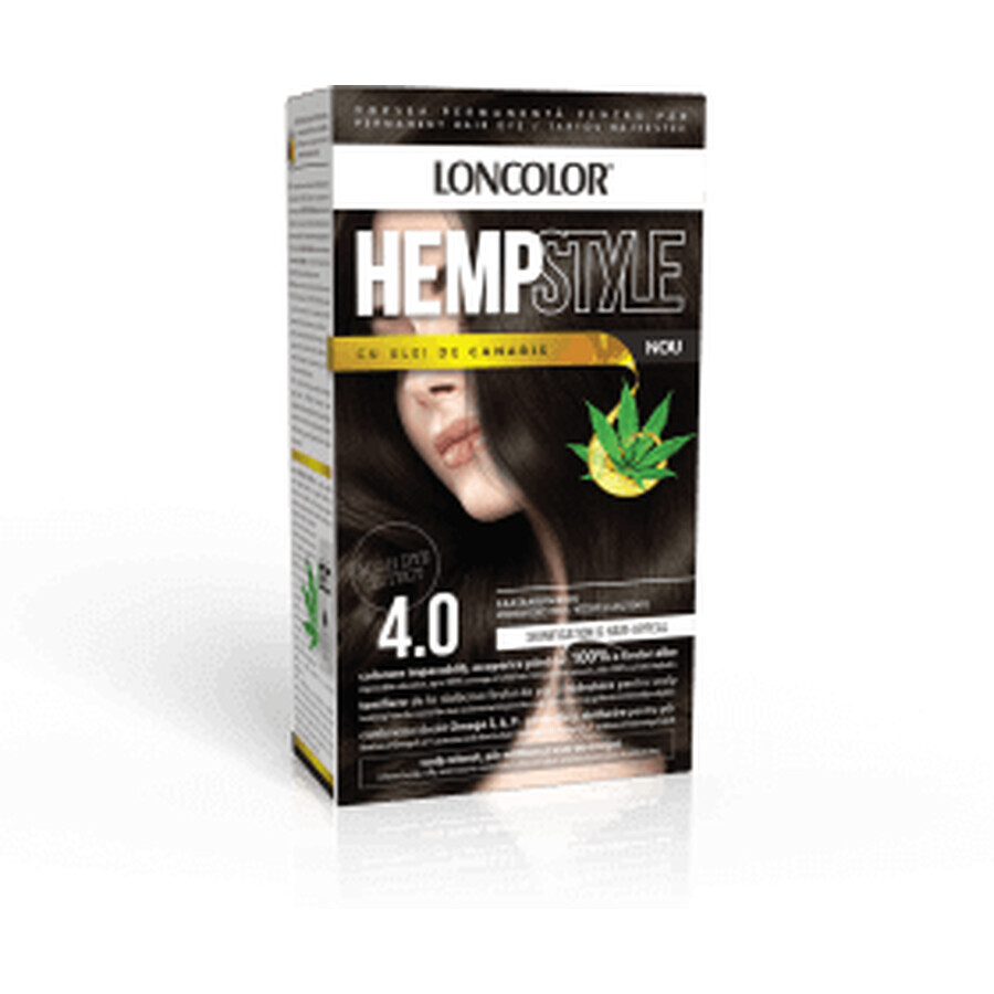 HempStyle Tinte Permanente con Amoniaco 4.0 Castaño Medio, 1 ud.