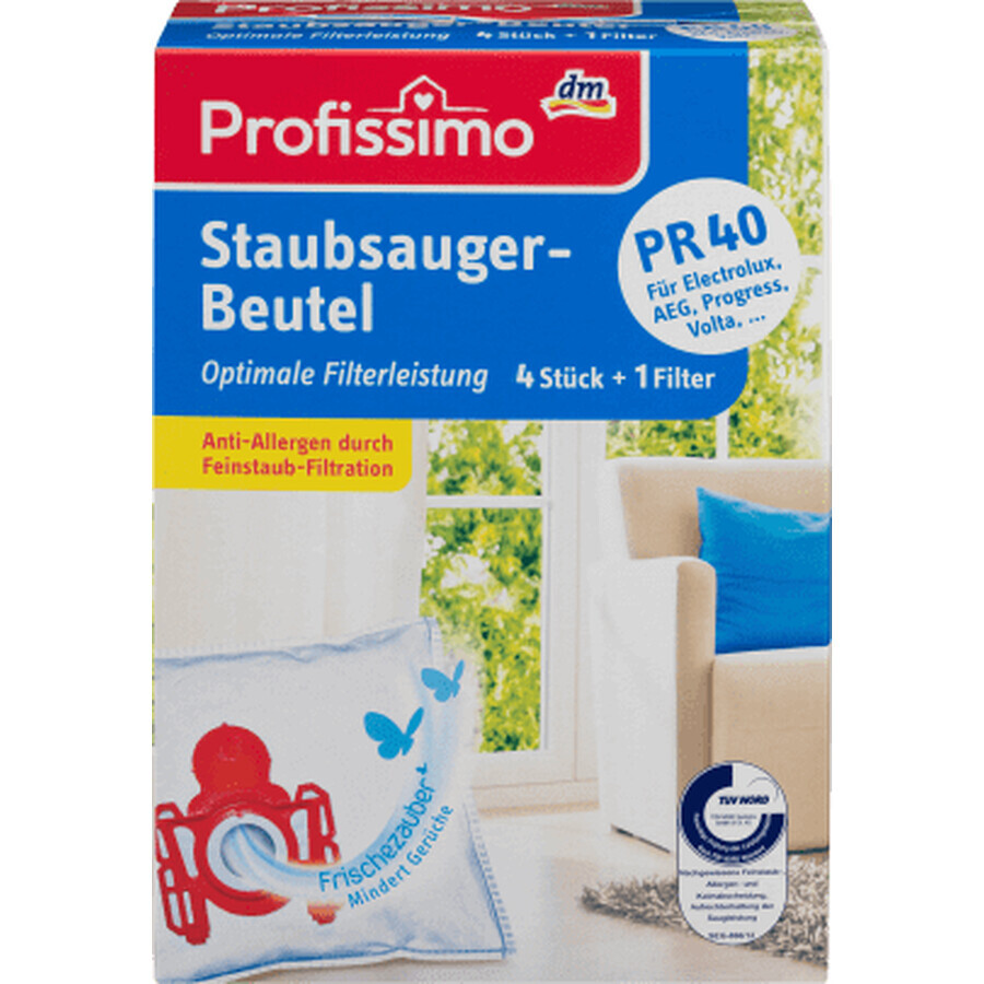 Profissimo PR40 stofzuigerzakken en filter, 4 stuks.