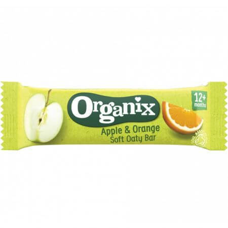 Barres d'avoine complète biologique avec pommes et oranges, +12 mois, 23 g, Organix