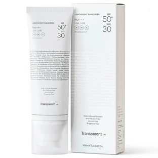 Crema facial con SPF50+ resistente al agua, 100 ml, Transparent Lab