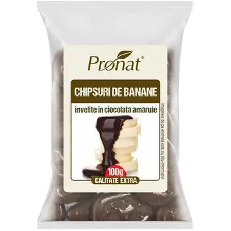 Bananenchips omhuld met bittere chocolade, 100 g, Pronat