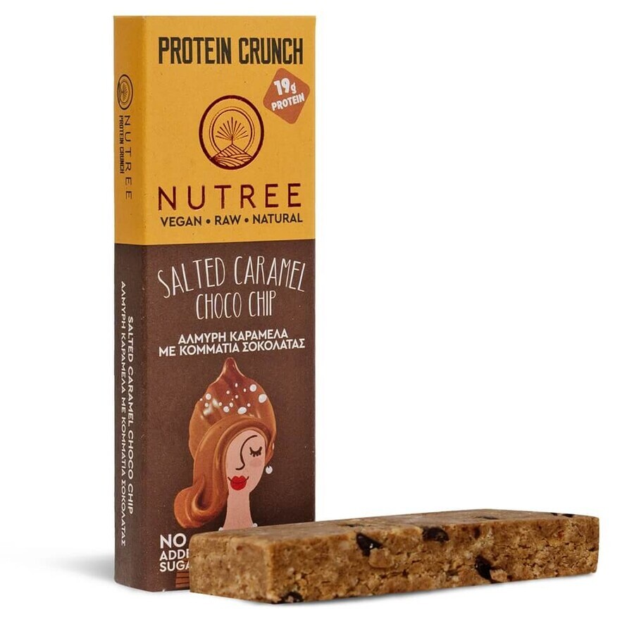 Eiwit Crunch Raw Vegan Eiwitreep, Gezouten Karamel Choco Chip, 60 g, Nutree