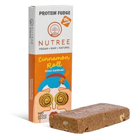 Raw Vegan Eiwit Fudge, Kaneelbroodje, 60 g, Nutree