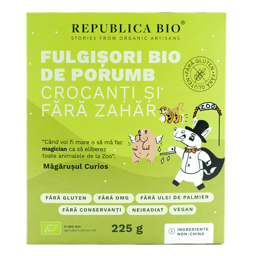 Cornflakes biologici croccanti senza zucchero, SENZA GLUTINE, 225 g, Republica BIO