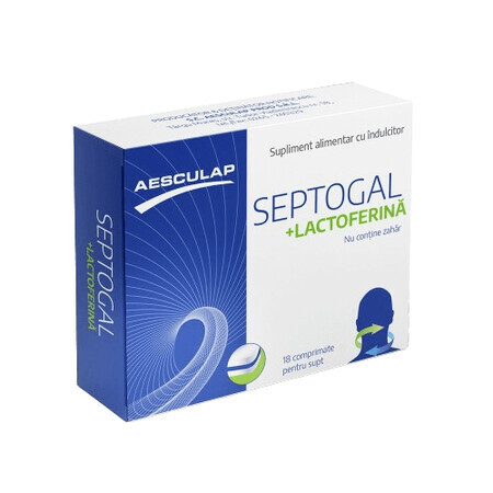 Septogal + lactoférine, 18 comprimés pour la succion, Aesculap