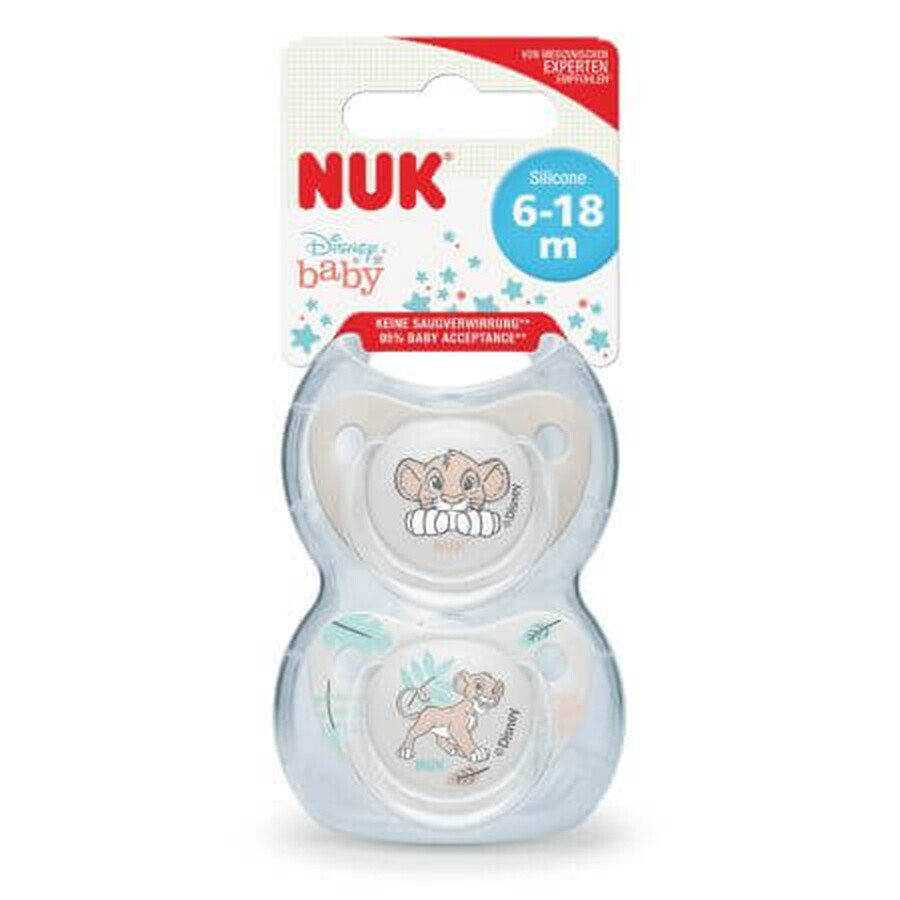 Sucettes en silicone M2 Le Roi Lion, 6-18 mois, 2 pièces, Nuk