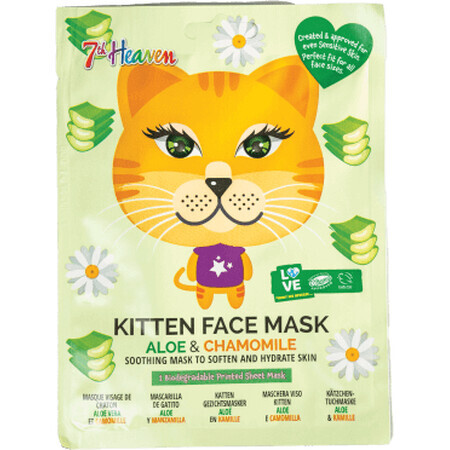 7th Heaven Masque pour adolescents en tissu Kitten, 1 pièce