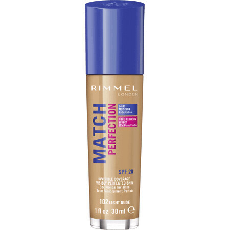 Rimmel London Fond de ten Match Perfection 102 Light Nude, 1 buc