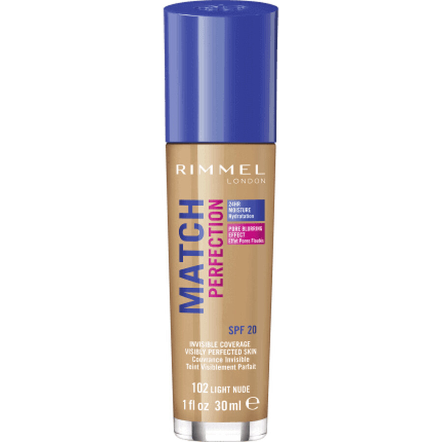 Rimmel London Match Perfection 102 Light Nude Foundation, 1 Pk