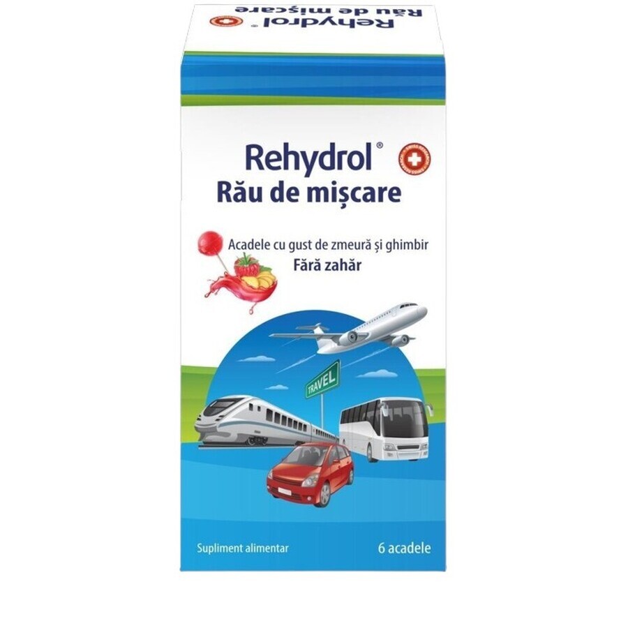 Rehydrol rau de miscare acadele cu aroma de zmeura fara zahar, 6 acadele, MBA Pharma