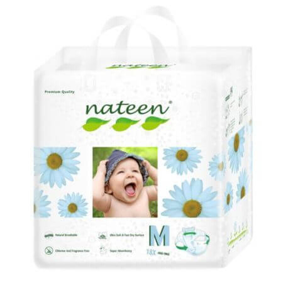 Pannolini ecologici anallergici Premium Line, 3D Flex&Fit, n. 3, 6-10 kg, 18 pezzi, Nateen