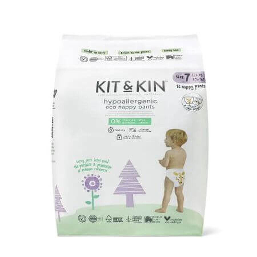 Hypoallergene Windeln Eco No. 7 Chilotel XXL, +17 kg, 16 Stück, Kit&Kin