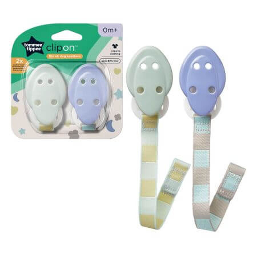 Set 2 suporturi pentru suzete, +0 luni, Verde/Mov, Tommee Tippee