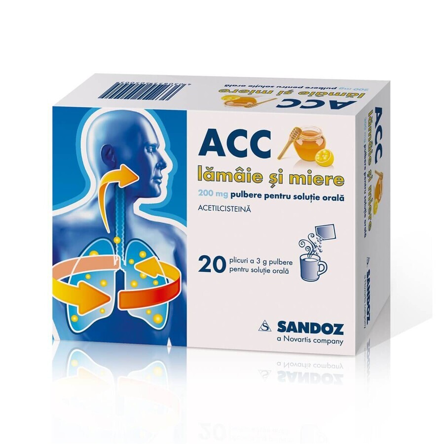 ACC citron et miel 200 mg, 20 sachets, Sandoz