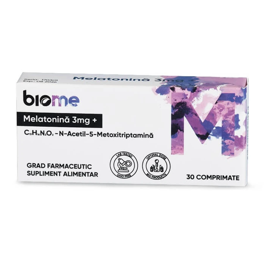 Melatonin, 3 mg+, 30 tablets, Biome