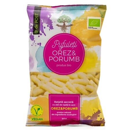 Organic rice and corn puffs with sea salt, 30 g, Govinda