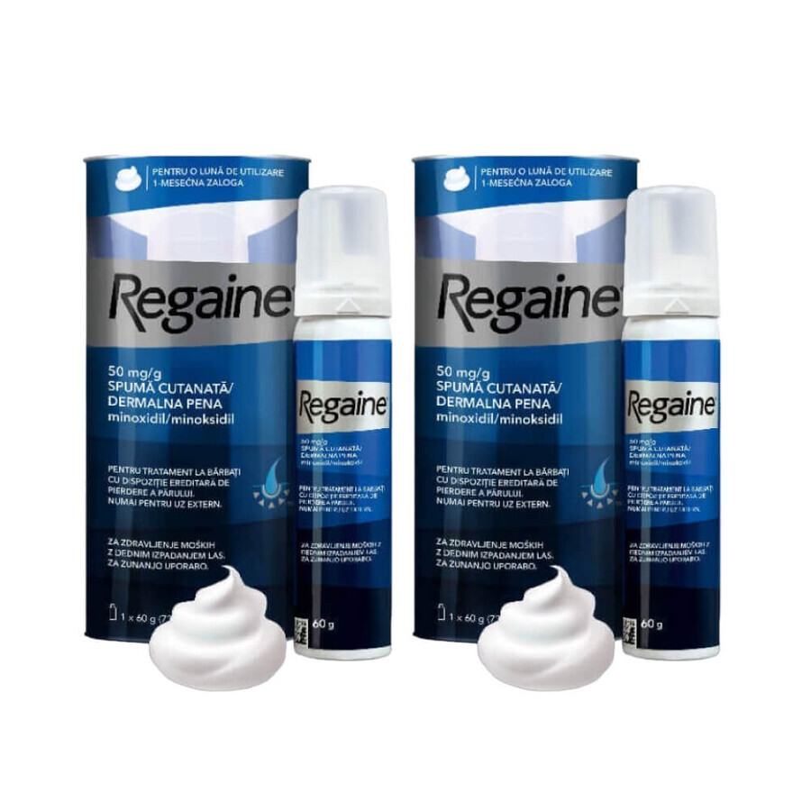 Regaine Mousse anti-chute pour hommes, 2x60 g, Johnson Johnson