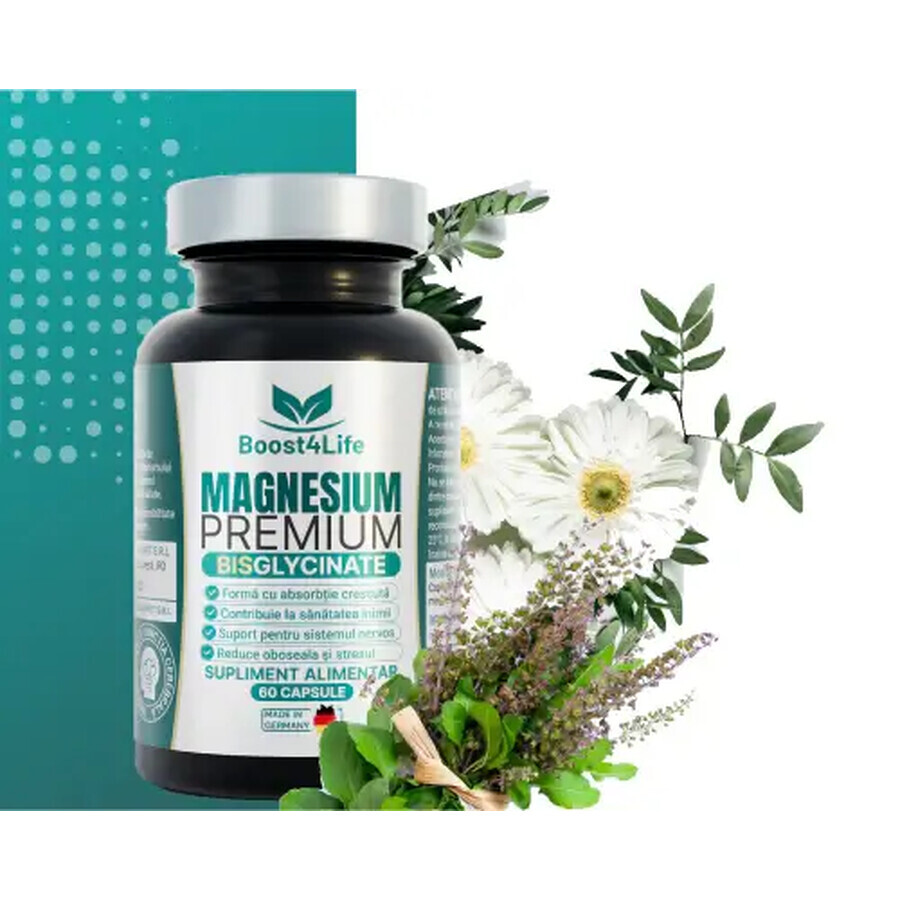 Magnesium Bisglycinaat Premium verpakking, 2x60 capsules, Boost4Life