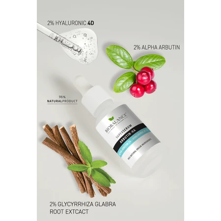 Super Serum Arbutin-HA with Alpha-Arbutin 2% + Hyaluronic Acid 4D 2%, Against Pigmentation Spots, Bio Balance, 30 ml, Biocart