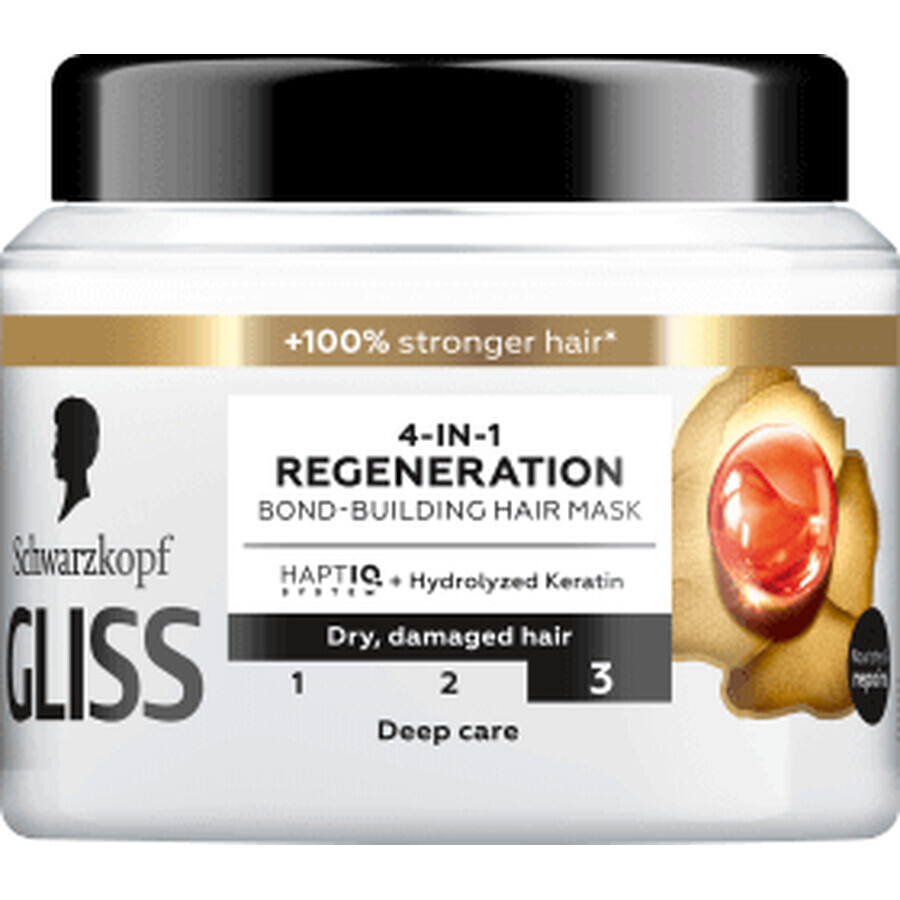 Schwarzkopf GLISS Maschera rigenerante per capelli 4 in 1, 400 ml