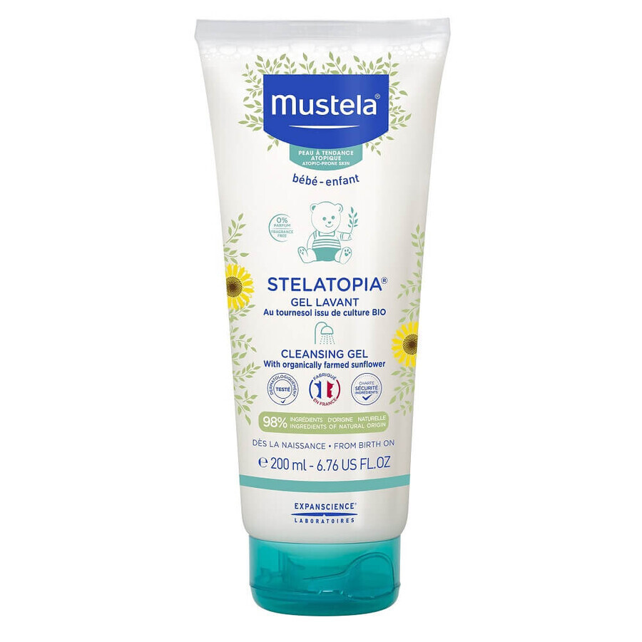 Reinigungsgel für atopische Haut Stelatopia, 200 ml, Mustela