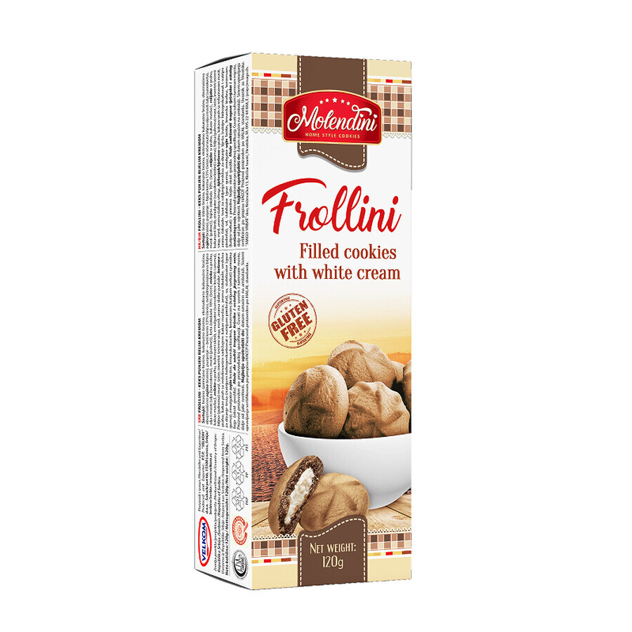 Biscotti secchi con crema Frollini bianca, 120 g, Molendini