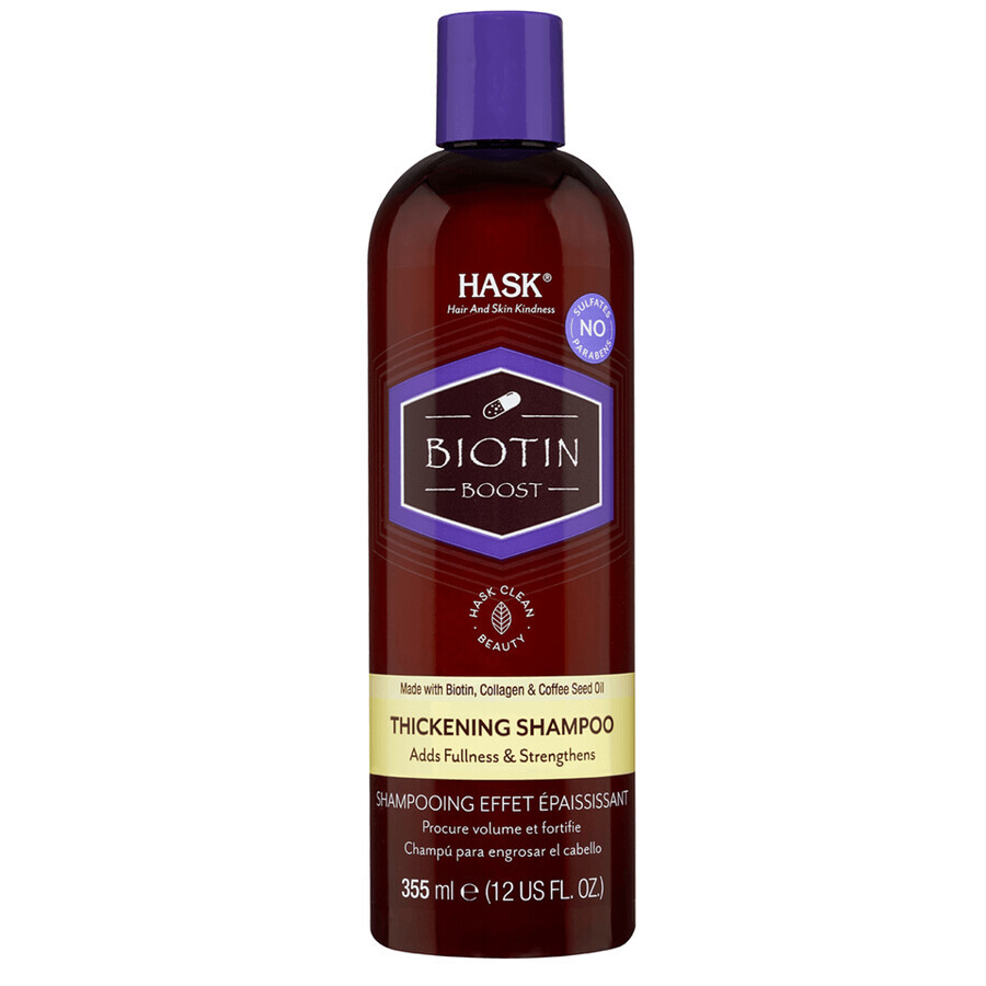 Biotine, collageen en koffie shampoo voor volume Biotin Boost, 355 ml, Hask