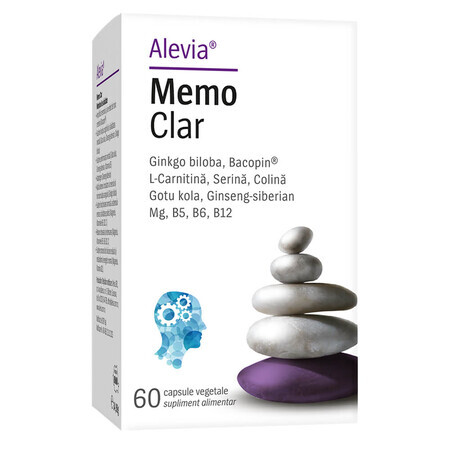 Complément alimentaire pour la mémoire et la concentration Memo Clear, 60 gélules végétales, Alevia